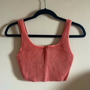 Babaton Pink Ribbed Crop Scupt knit